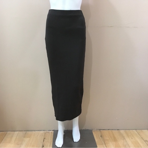 Zara ribbed Maxi skirt Knit Womens Small Dark grey High Rise New 2298/626 - Picture 2 of 8